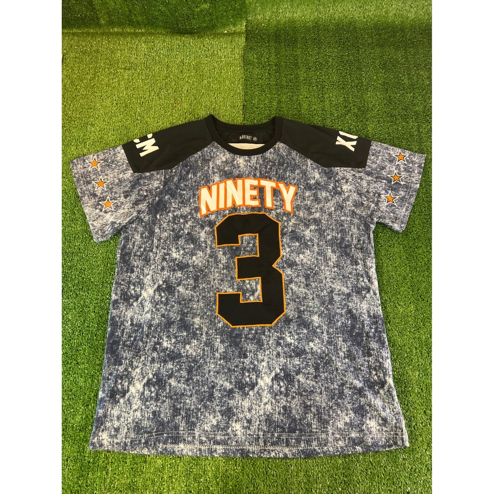 8th dstrkt Ninety 3 Streetwear Jersey T-Shirt Blue Acid Wash Mens XXL‎